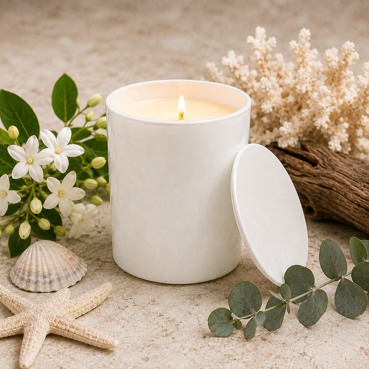 Ocean Seaside Candle Scents of Jasmine Bergamot Eucalyptus Sea Air