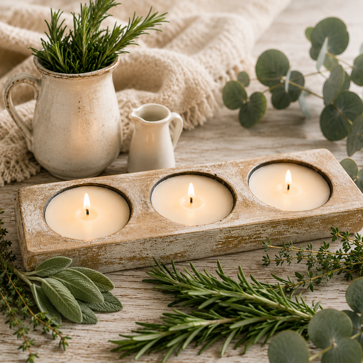 Farmhouse Candle 3 Holder Herb Garden Scent