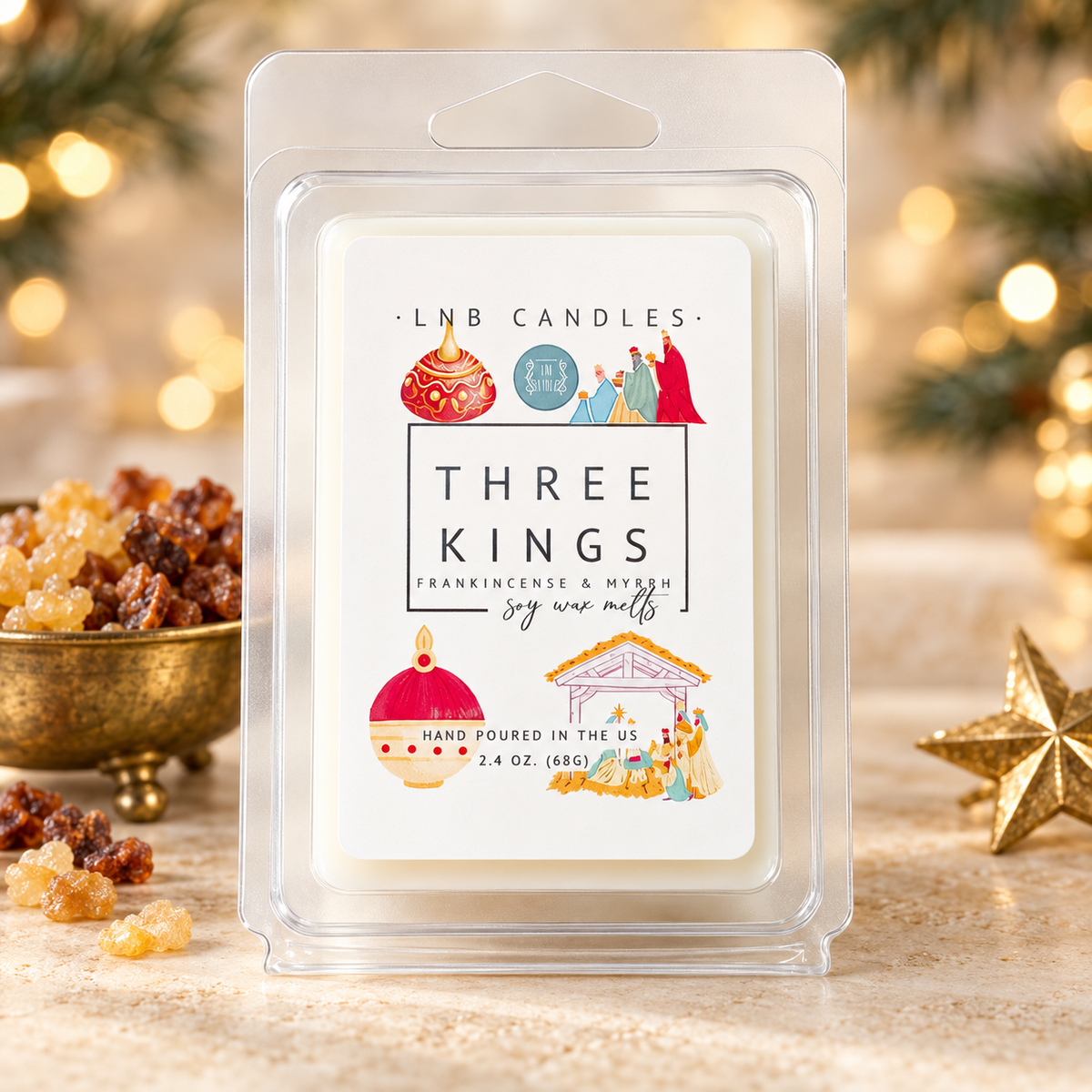 Three Kings Soy Wax Melt 3 PACK frankincense and Myrrh