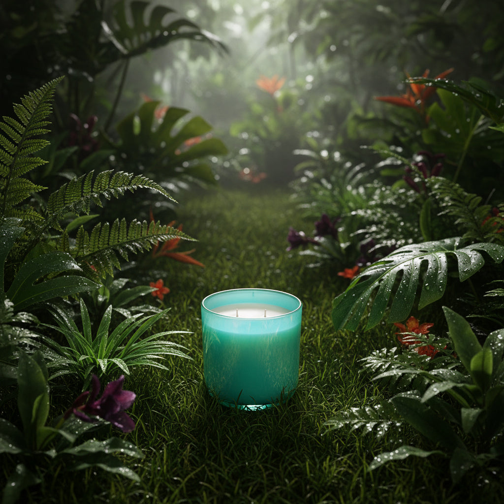 Rain Forest Candle Scents of Amber Sandalwood Greens