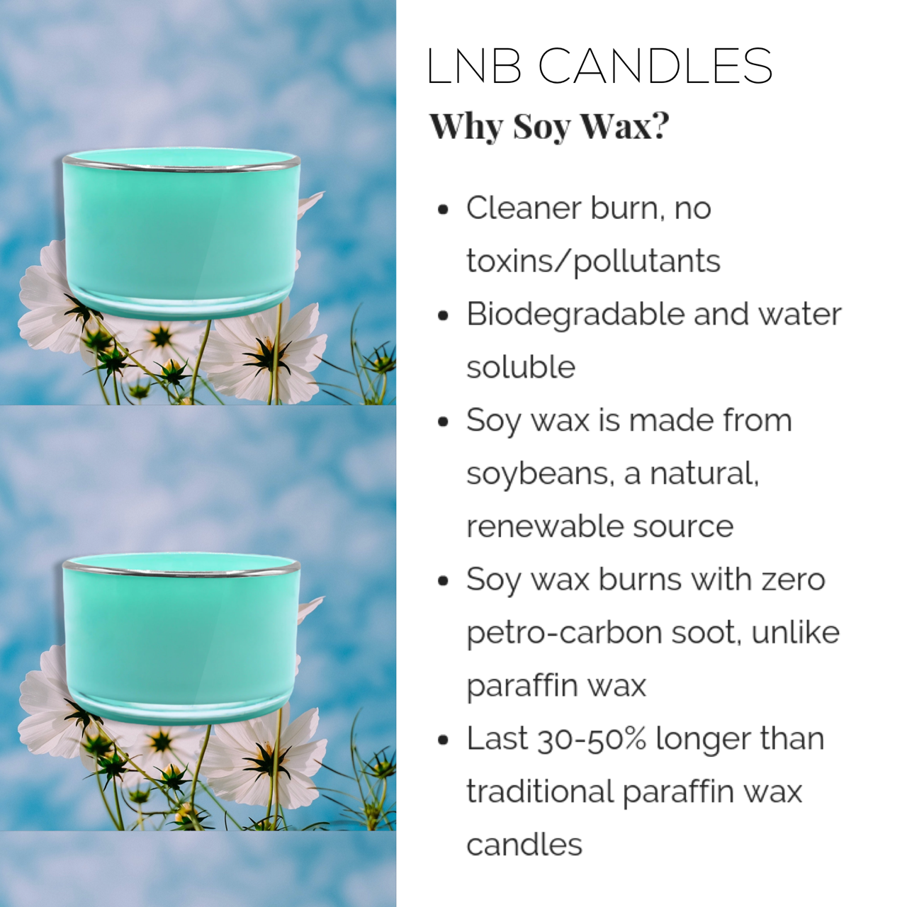 BLUE Luxury Candle Home Decor Scent designer inspired By Dolce Gabbana Light Blue Perfume - LNB Luxury Candles Home Decor