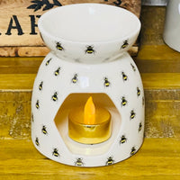 Happy Bee Print Essential Oil Wax Melt Warmer Burner