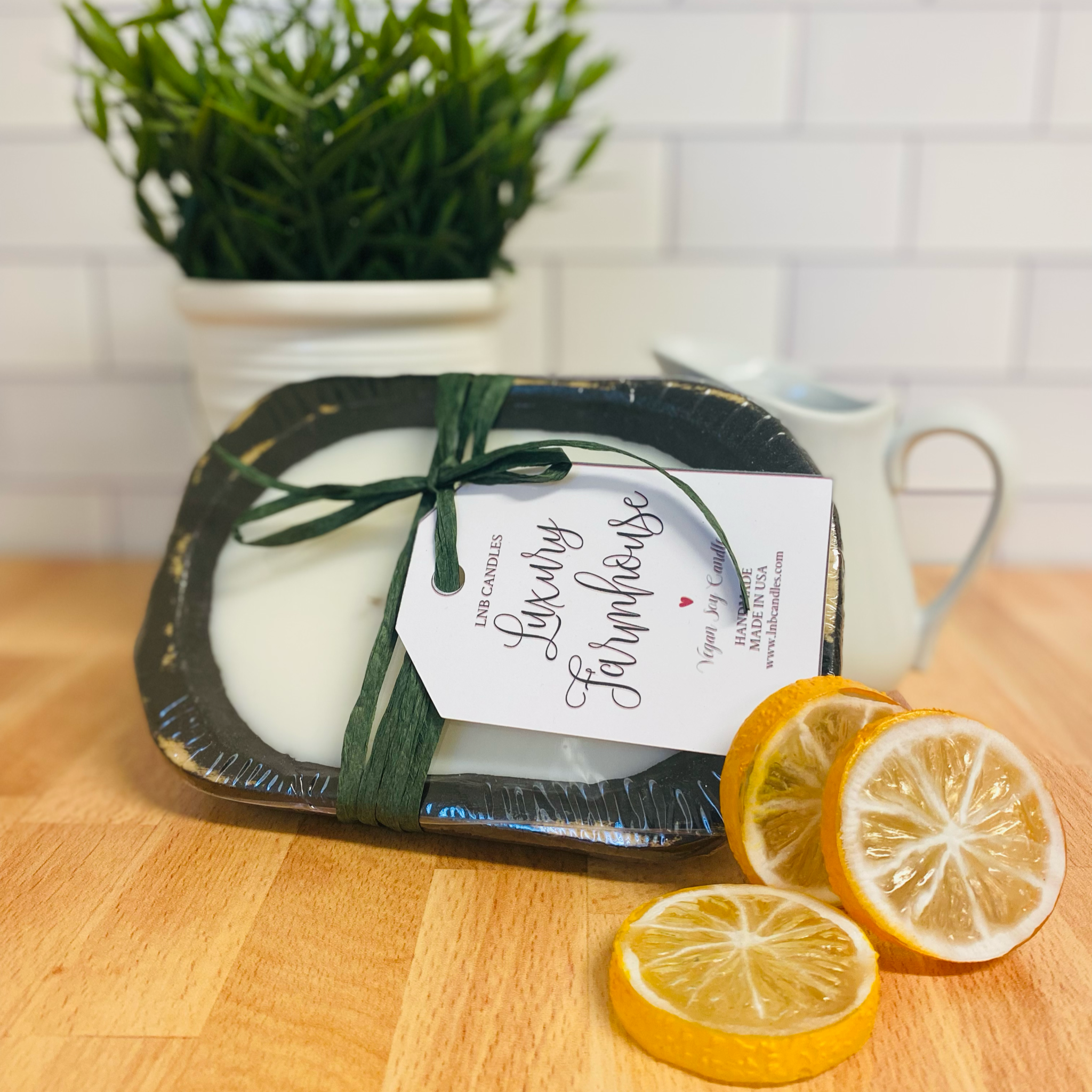 Fresh Squeezed lemons Mini Dough Bowl Candle In Black